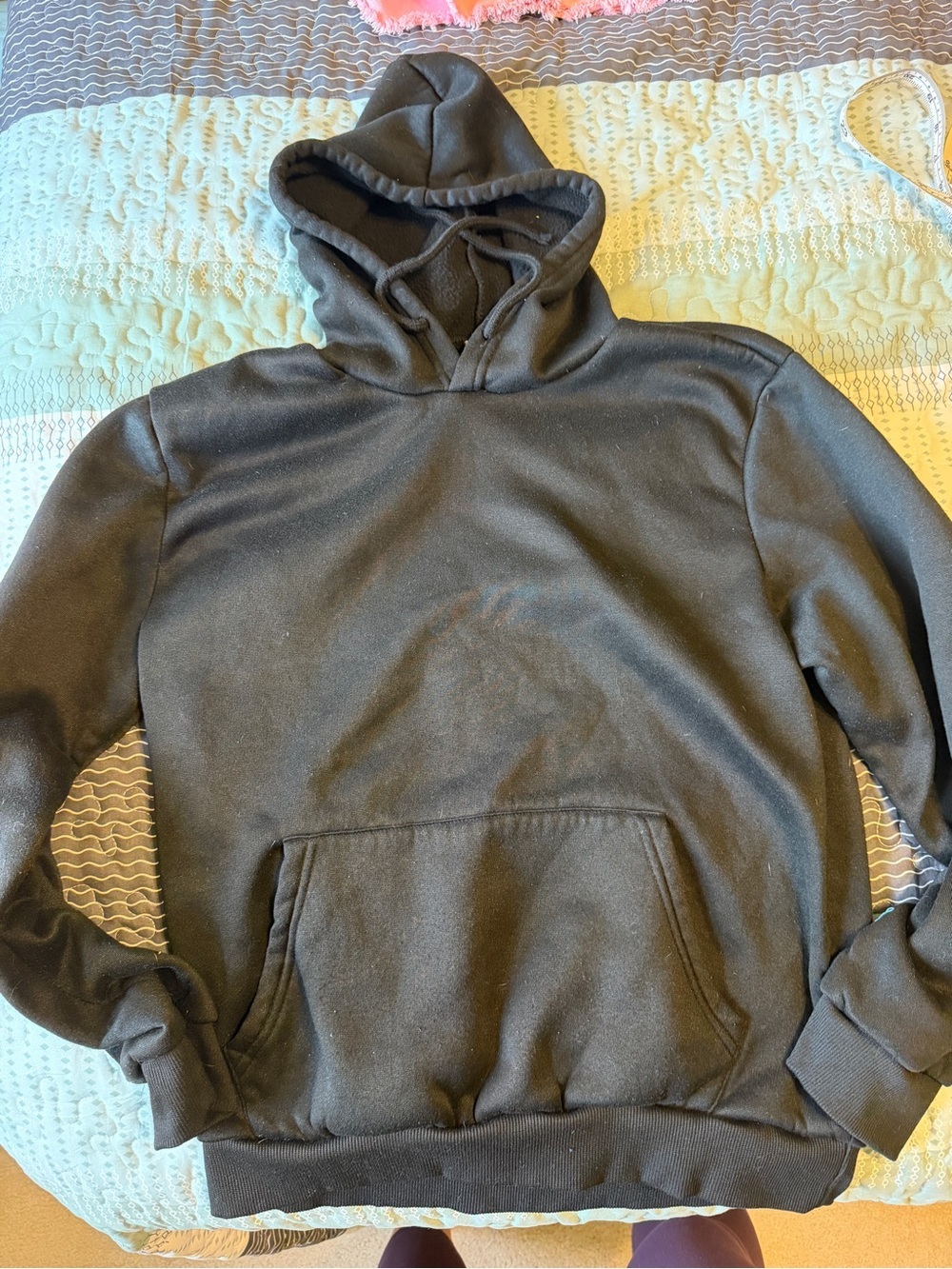 Classic Black Men's Hooded Sweatshirt - Picture 1 of 5